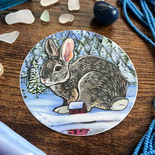 Giant Rabbit Winter 3" Sticker