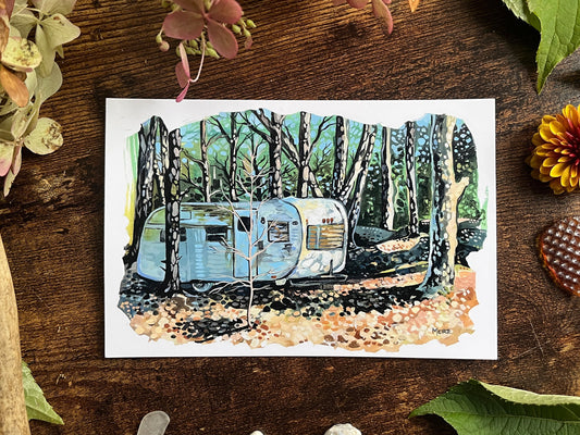 Camper In the Woods Postcard