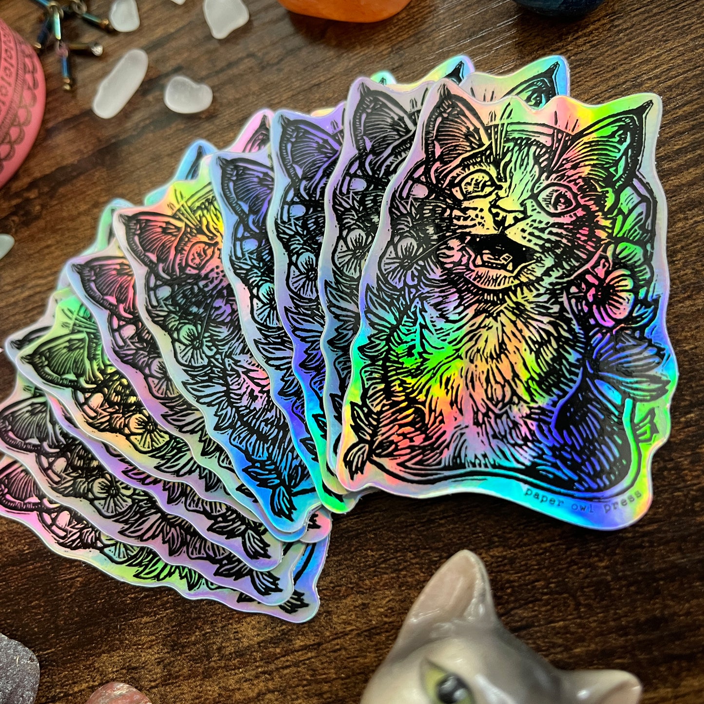 Holographic Screaming Cat 3" Sticker