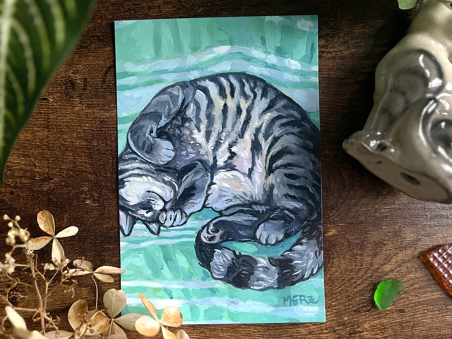 Cozy Silver Tabby Postcard